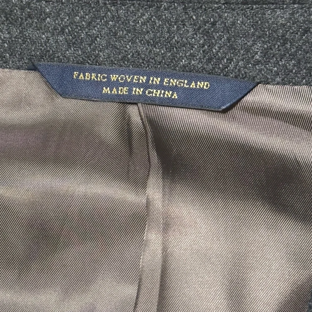 Brooks Brothers 1818 Madison Yorkshire Tweed Grey Cashmere Wool Sports Coat 43L